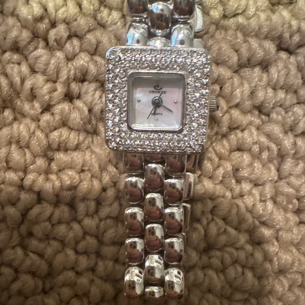CENERE Ladies Link W/Rhinestone Bezel Face Watch